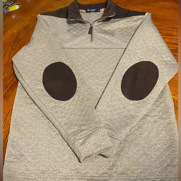 Men’s Cremiux quilted pullover with zipper and elbow patches. Medium. - Picture 3 of 4
